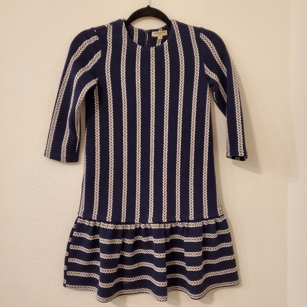 Chelsea & Violet Girls Navy & White Dress
